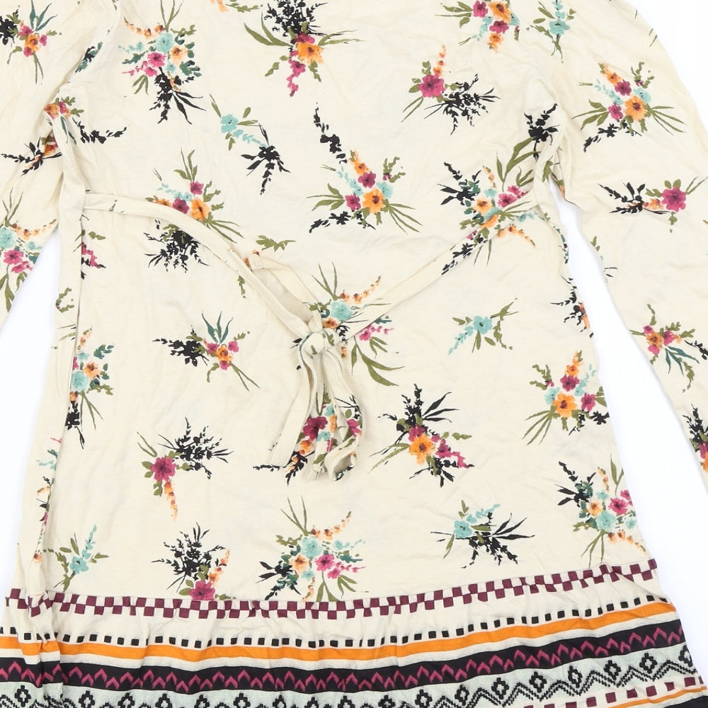 Papaya Womens Ivory Floral A-Line Size 8