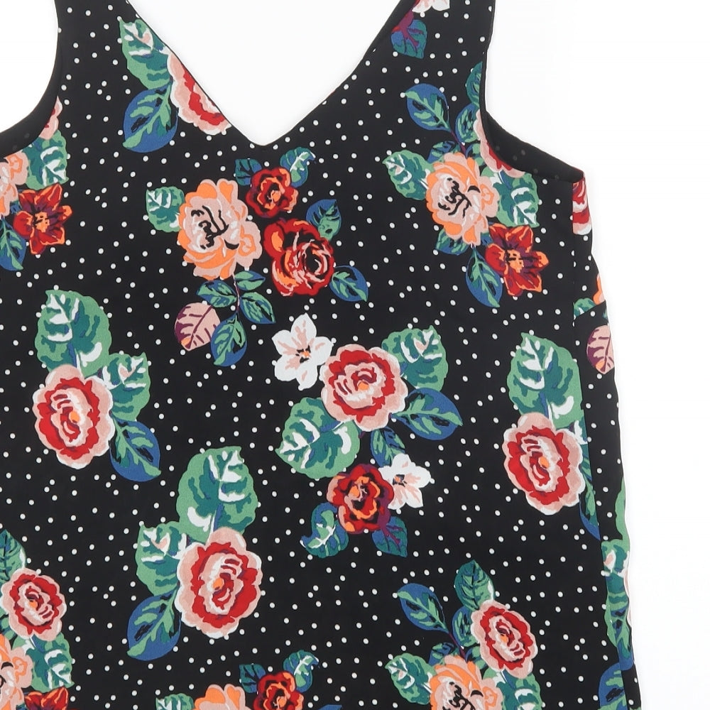 Papaya Womens Black Geometric Mesh Basic Blouse Size 10