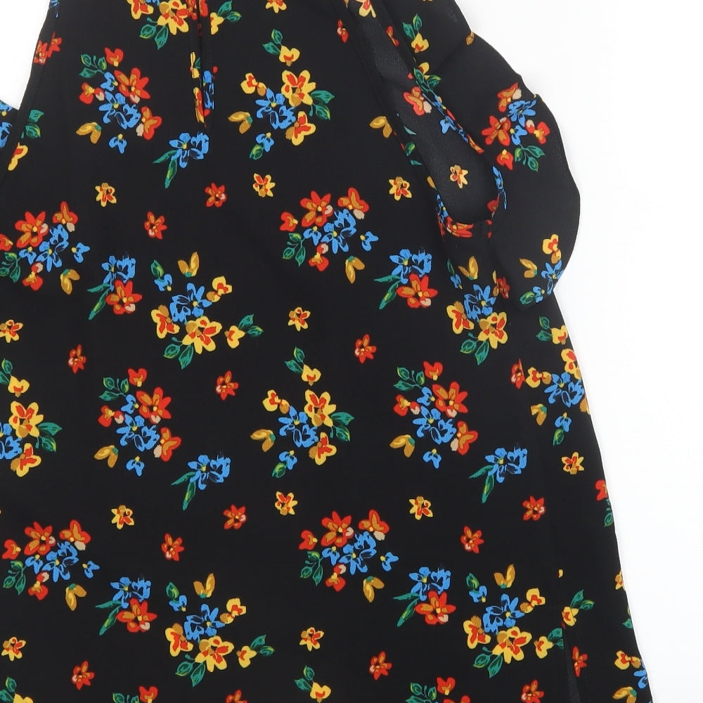 Papaya Womens Black Floral Mesh Basic Blouse Size 10