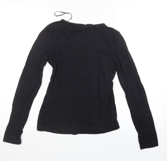 E-vie Womens Black Basic T-Shirt Size 10