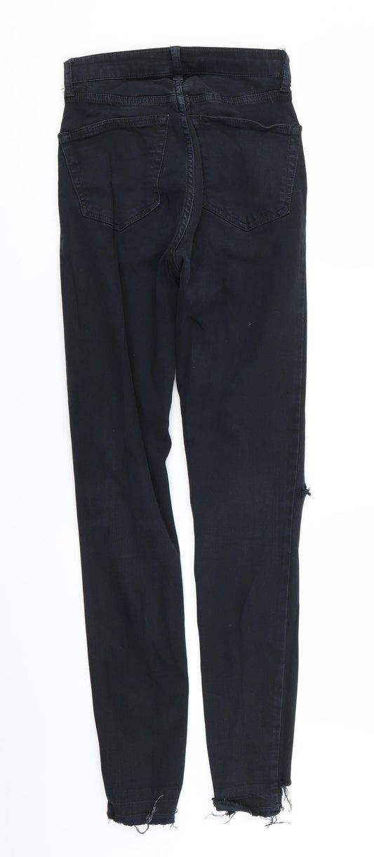 Topshop Womens Black Skinny Jeans Size 23 in L29 in - RIPPED JEANS