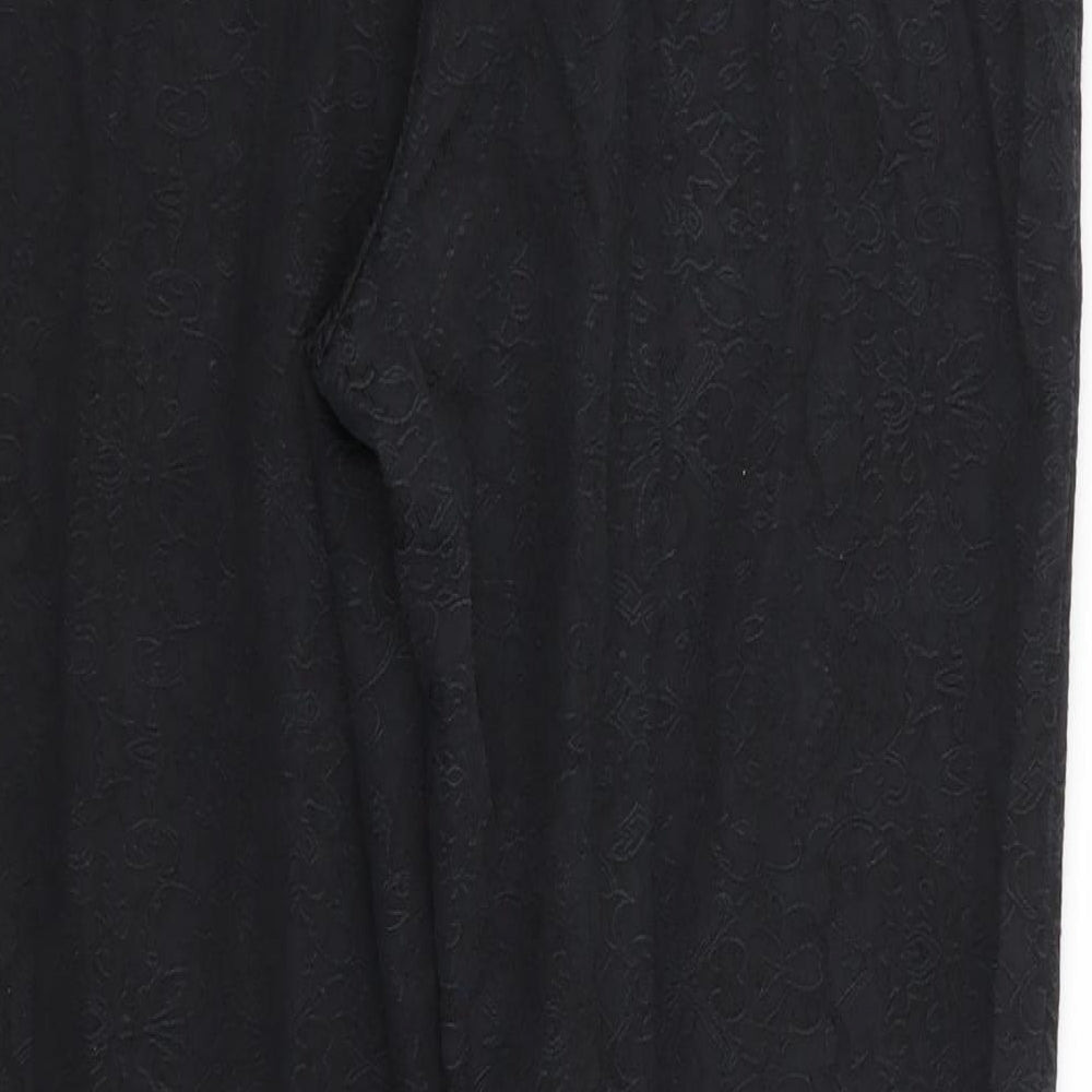 F&F Womens Black Floral Trousers Size 14 L25 in