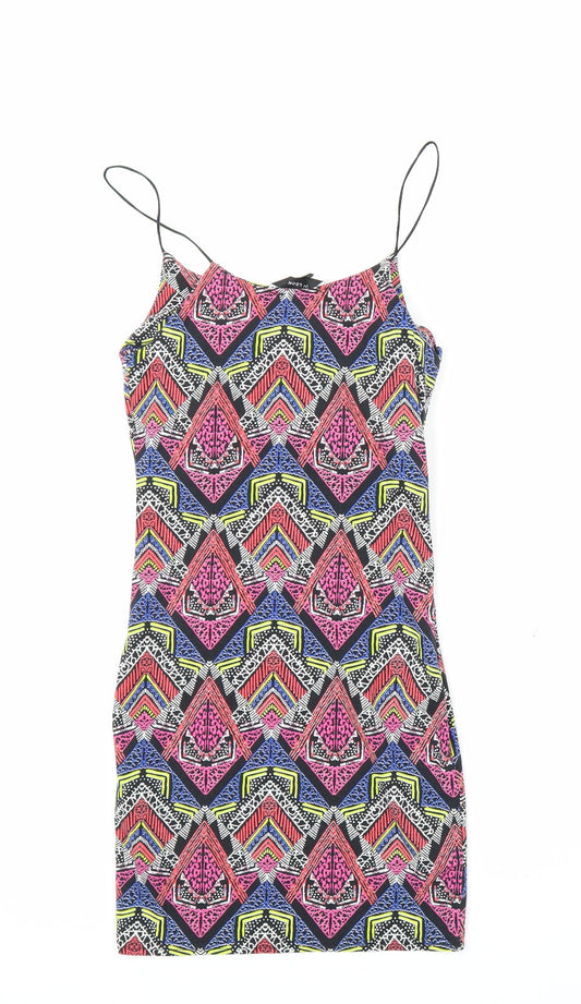 New Look Womens Pink Batik Bodycon Size 8