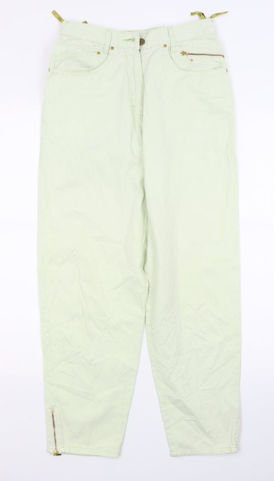 Womens UK Size 8 C&A Regular Fit Tapered Green Jeans