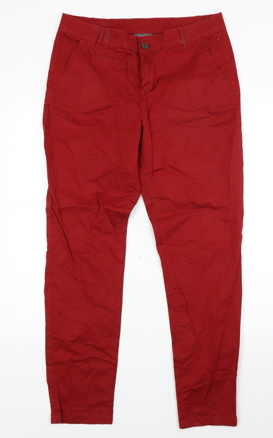 Womens UK Size 10 Yessica Regular Fit Chino Red Trousers