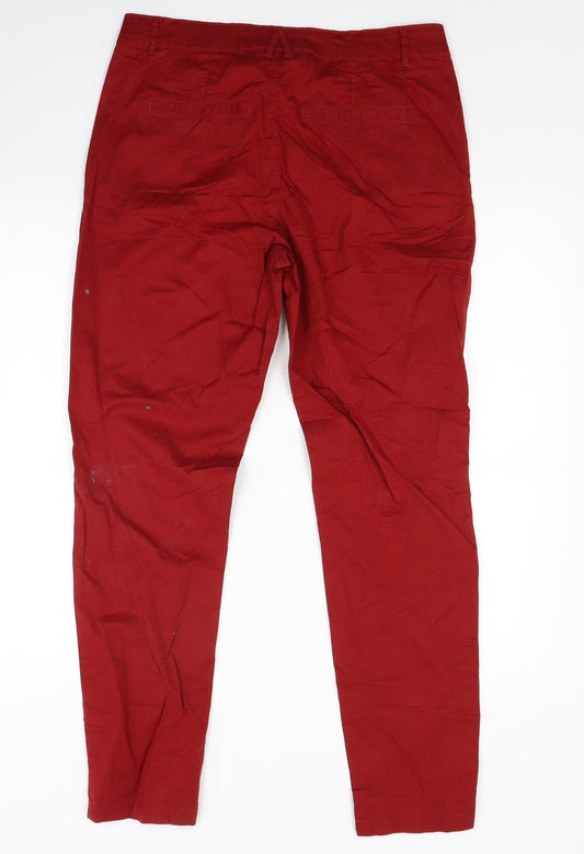 Yessica Womens Red Chino Trousers Size 10 L27 in