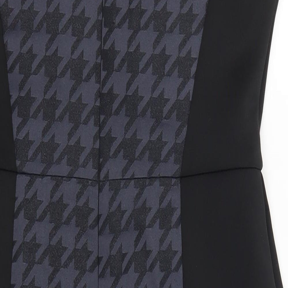 Brand and care label for Atmosphere women’s blue herringbone pencil dress, size UK 12