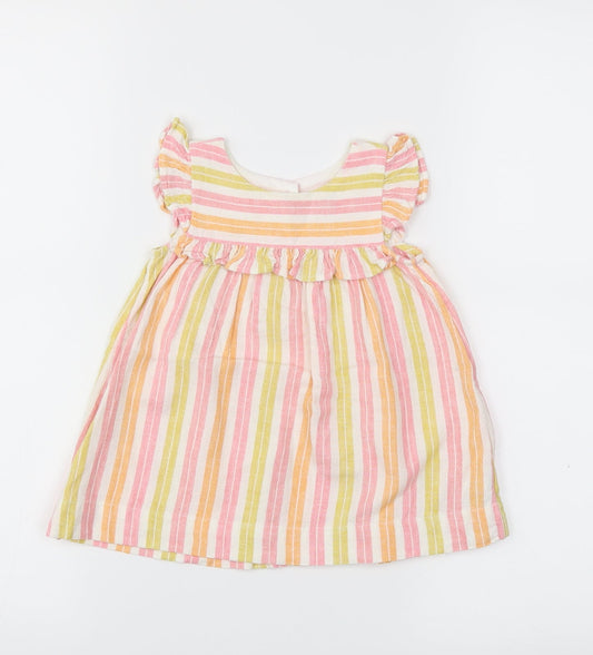 Baby Gap Girls Multicoloured Striped Fit & Flare Size 6-9 Months