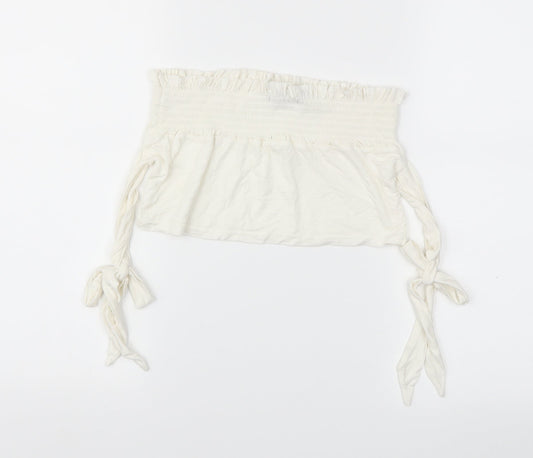 Pretty Little Thing Womens White Cropped T-Shirt Size 10