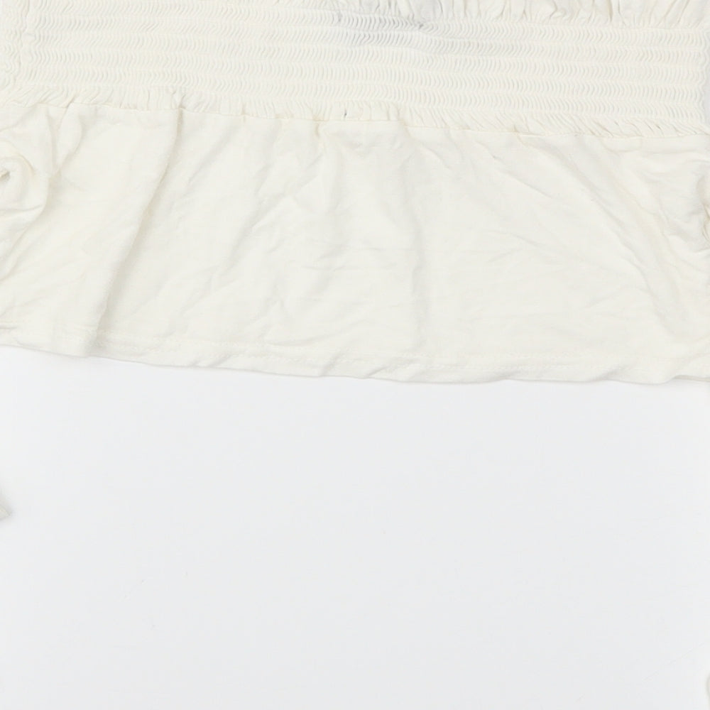 Pretty Little Thing Womens White Cropped T-Shirt Size 10