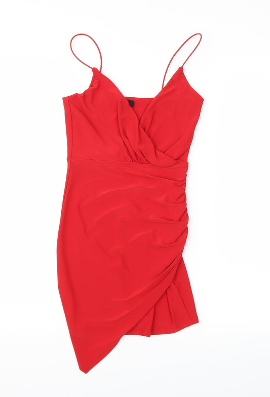 PRETTYLITTLETHING Womens Red A-Line Size 4