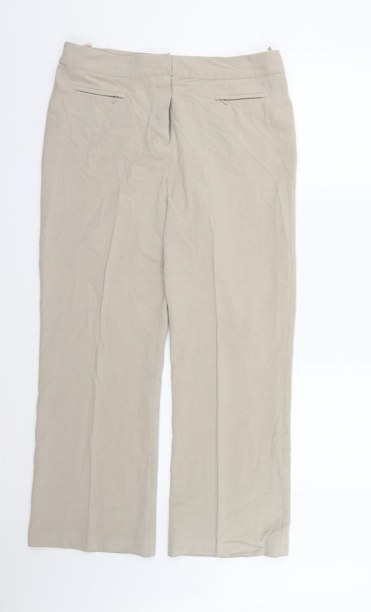 Mia Moda Womens Green Rayon Dress Pants Trousers Size 14 L28 in