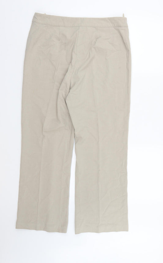 Mia Moda Womens Green Rayon Dress Pants Trousers Size 14 L28 in