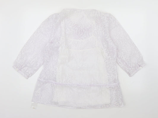 Damart Womens White Floral Basic Blouse Size 14