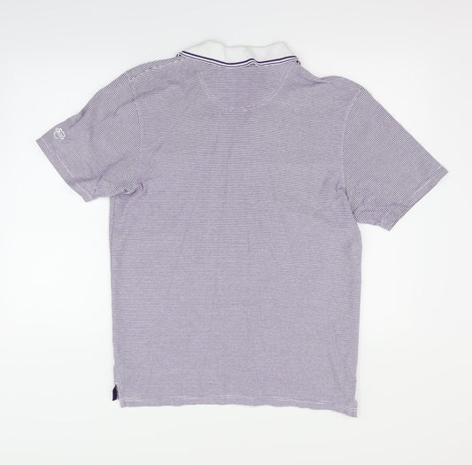 Maine Womens Blue Striped Basic Polo Size M