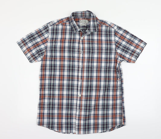 Tu Womens White Check Basic Button-Up Size M