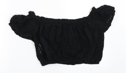 FOREVER 21 Womens Black Cropped Blouse Size M
