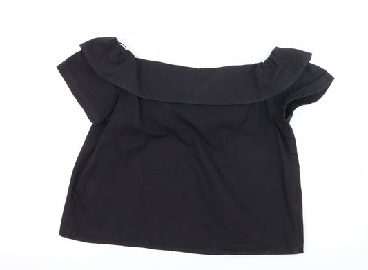 Womens UK Size S Flammode Black Basic Blouse