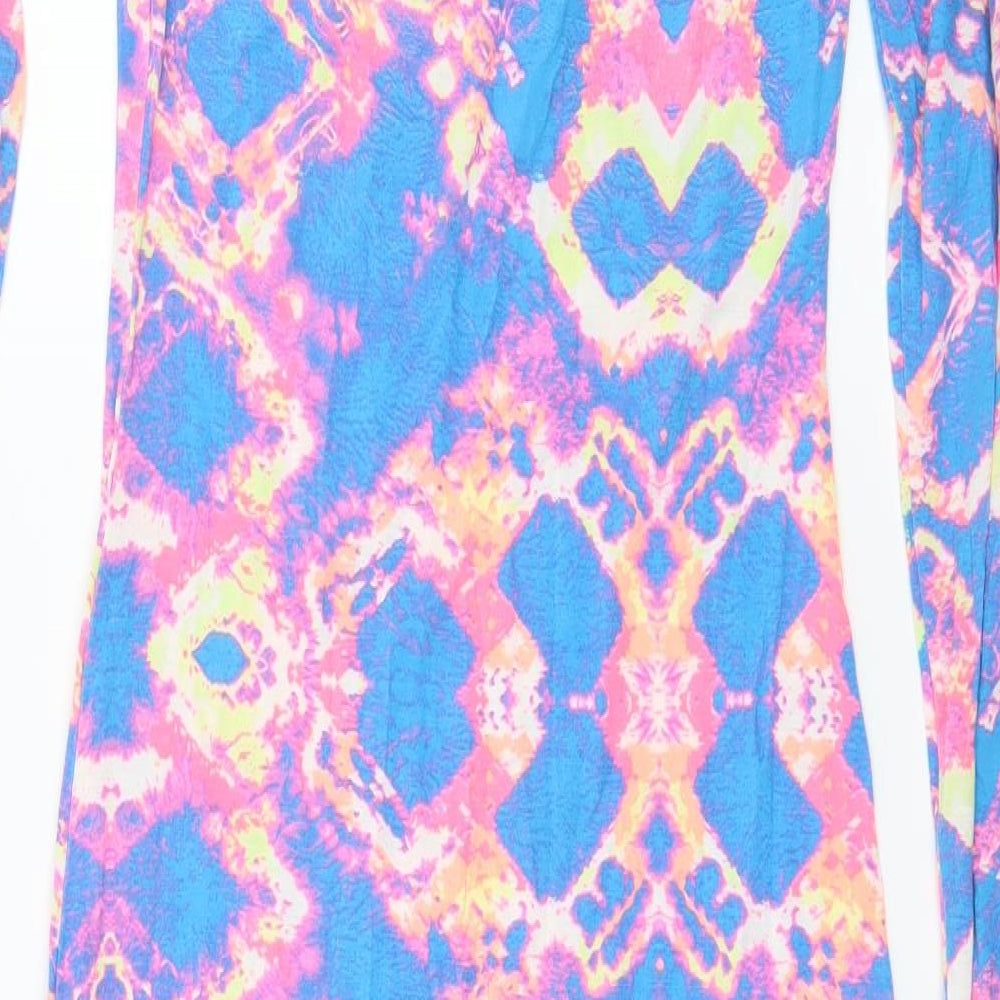 Influence Womens Blue Geometric Jersey Bodycon Size S - Abstract