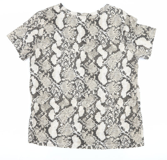 H&M Womens Brown Animal Print Jersey Basic T-Shirt Size S