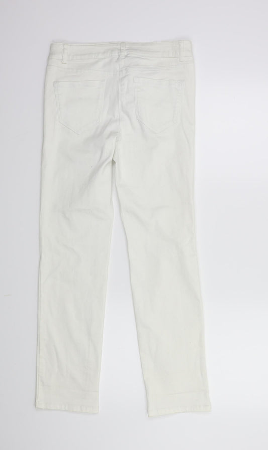 NEXT Womens White Denim Straight Jeans Size 8 L28 in