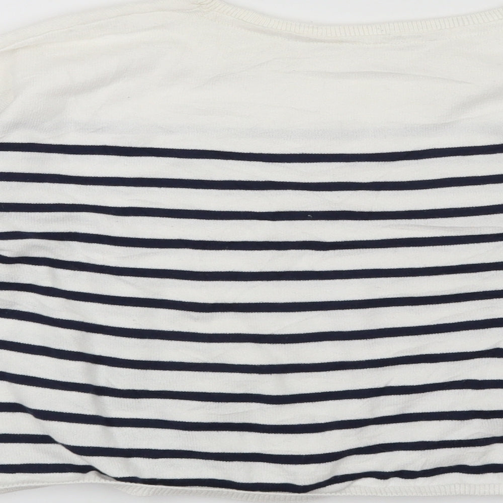 H&M Girls White Striped Pullover Jumper Size 11-12 Years