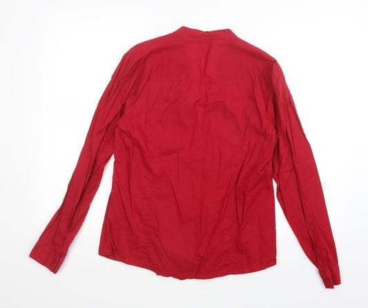 Womens UK Size 12 Debenhams Red Basic Button-Up