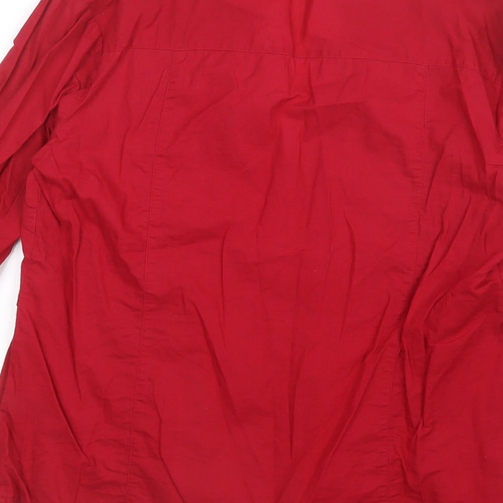 Womens UK Size 12 Debenhams Red Basic Button-Up