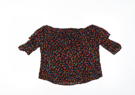Womens UK Size 10 Papaya Multicoloured Basic Blouse