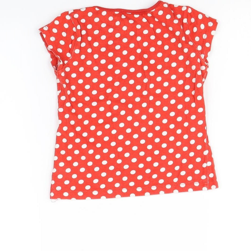 NOVA Girls Red Polka Dot Basic T-Shirt Size 4 Years