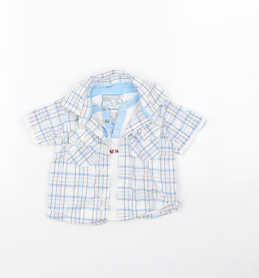 SURFARI Boys Blue Check Pullover Jumper Size 6-9 Months
