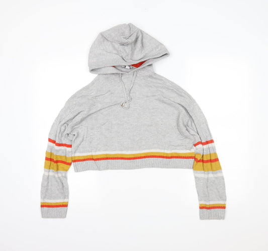Topshop Womens Grey Striped Pullover Jumper Size 8