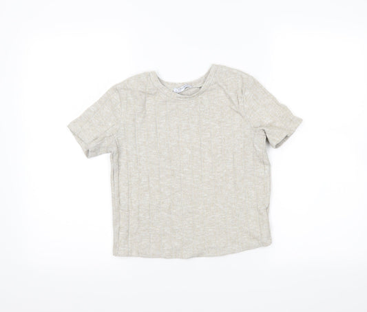 Womens UK Size S Zara Beige Cropped Polo