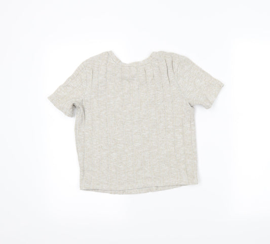 Womens UK Size S Zara Beige Cropped Polo