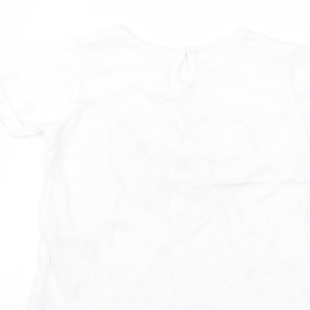 Matalan Girls White Basic T-Shirt Size 2-3 Years - girl power