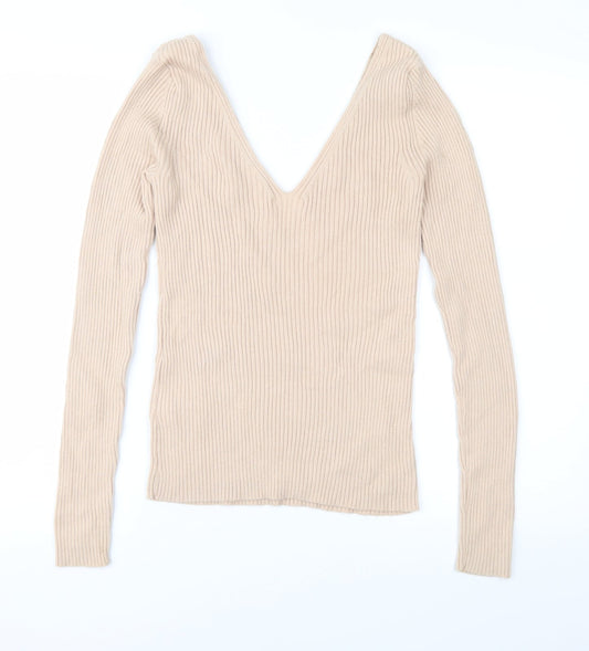 H&M Womens Beige Knit Pullover Jumper Size M