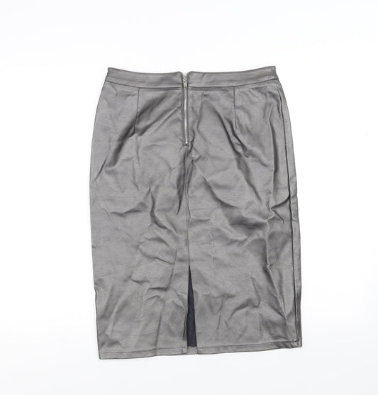 New Look Womens Silver Straight & Pencil Skirt Size 10 - metallic