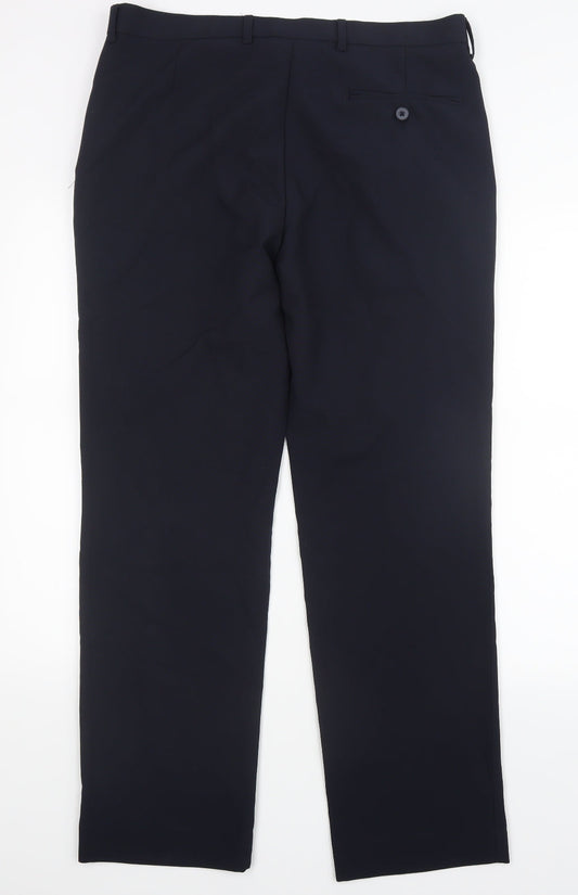 Henri Ross Mens Blue Trousers Size 34 in L30 in