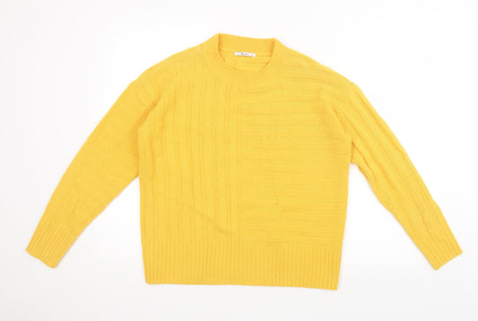 TU Womens Yellow Knit Pullover Jumper Size 10