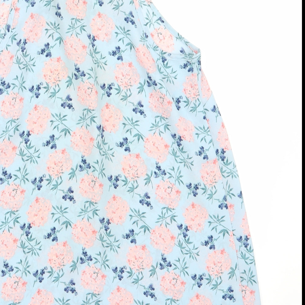 TU Womens Blue Floral Basic Tank Size 10