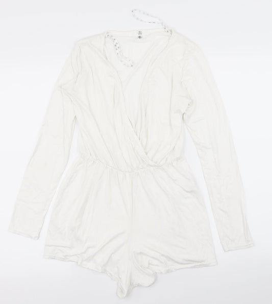 Womens UK Size 6 Missguided One-Piece White Playsuit