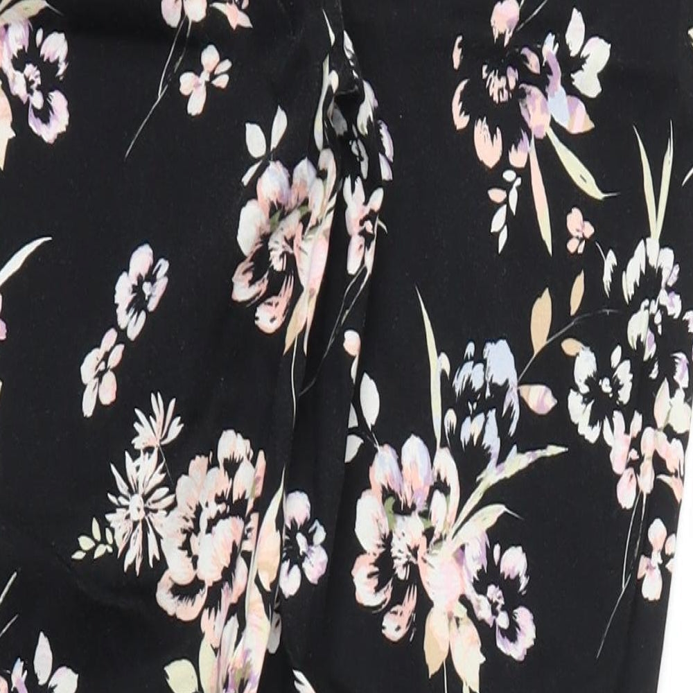Primark Womens Black Floral Trousers Size 10 L26 in
