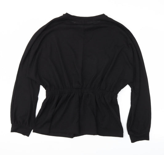 Womens UK Size 12 Papaya Black Basic T-Shirt