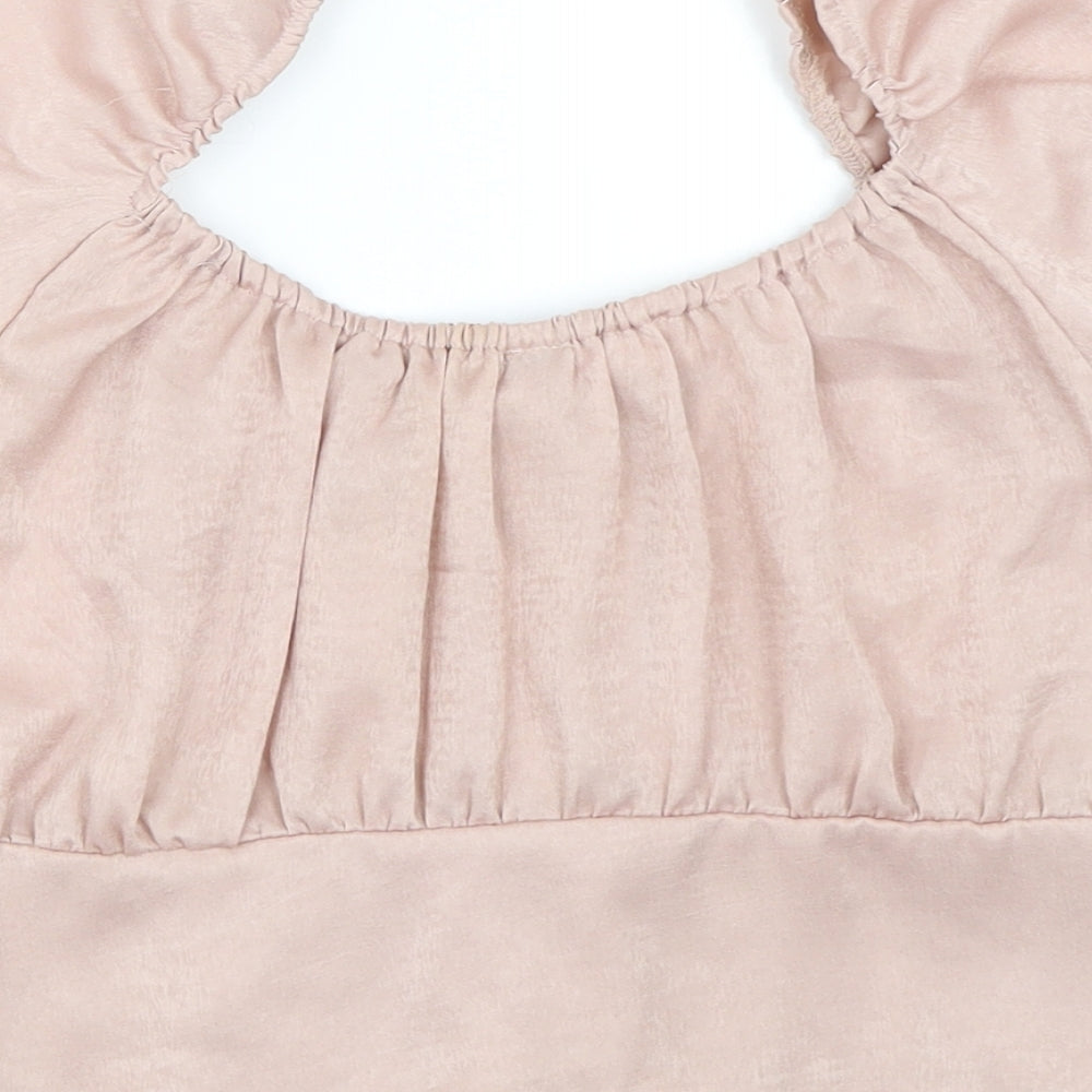 Womens UK Size M Motel Pink Cropped Blouse