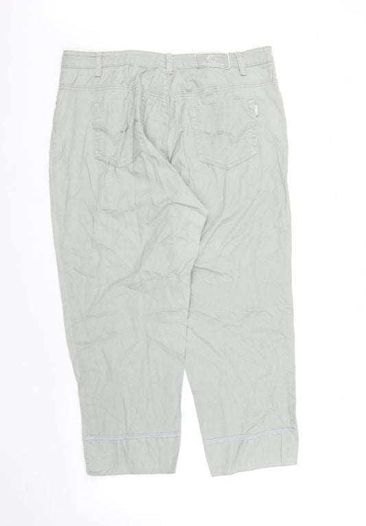 Womens UK Size L Sunbird Regular Fit Capri Green Trousers