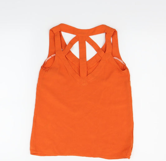 Womens UK Size 8 Warehouse Orange Basic T-Shirt