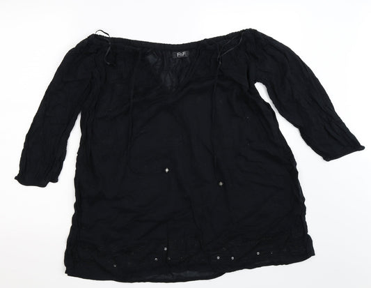 Womens UK Size S F&F Black Basic Blouse