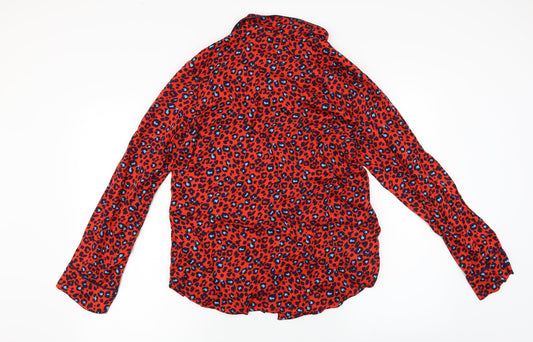 Womens UK Size 10 NEXT Red Basic Button-Up