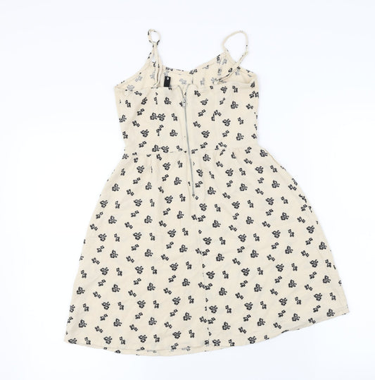 H&M Womens Beige Floral A-Line Size S