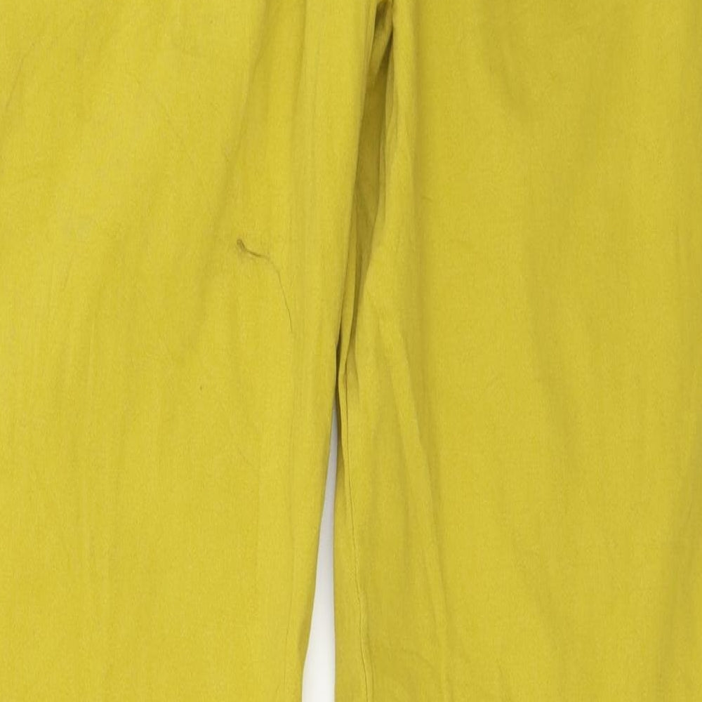 Womens UK Size L Preworn Regular Fit Yellow Trousers